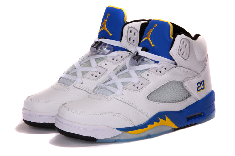 New Jordan Retro 5 White Blue - Click Image to Close