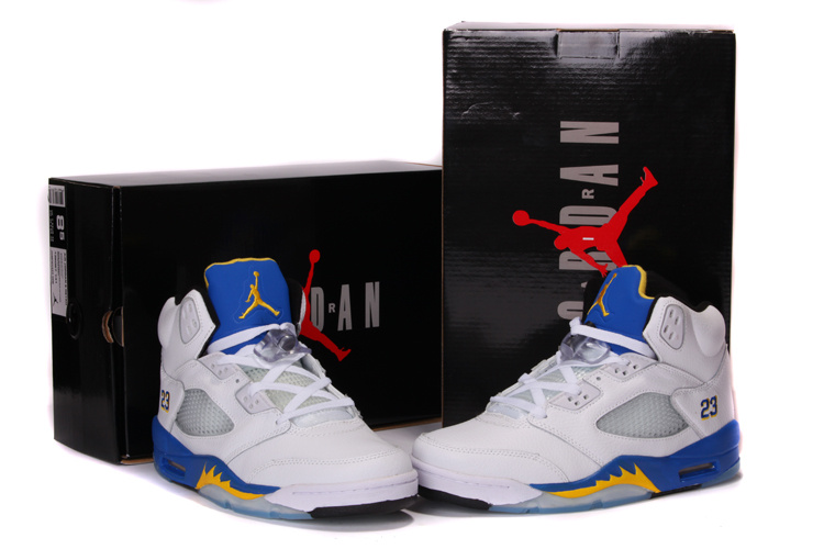 New Jordan Retro 5 White Blue