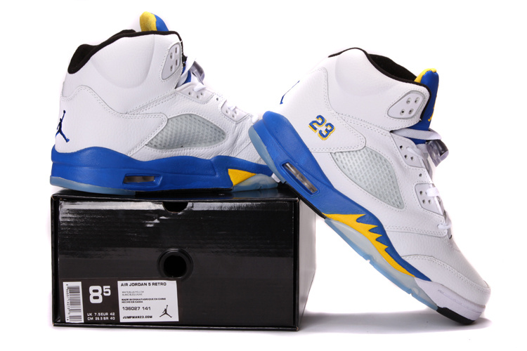 New Jordan Retro 5 White Blue