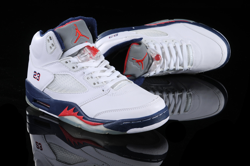 New Jordan Retro 5 White Blue White - Click Image to Close