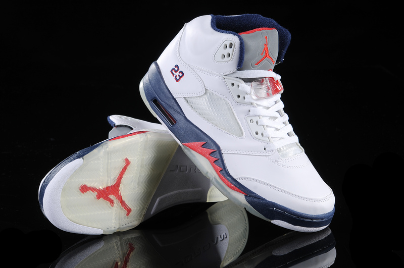 New Jordan Retro 5 White Blue White - Click Image to Close