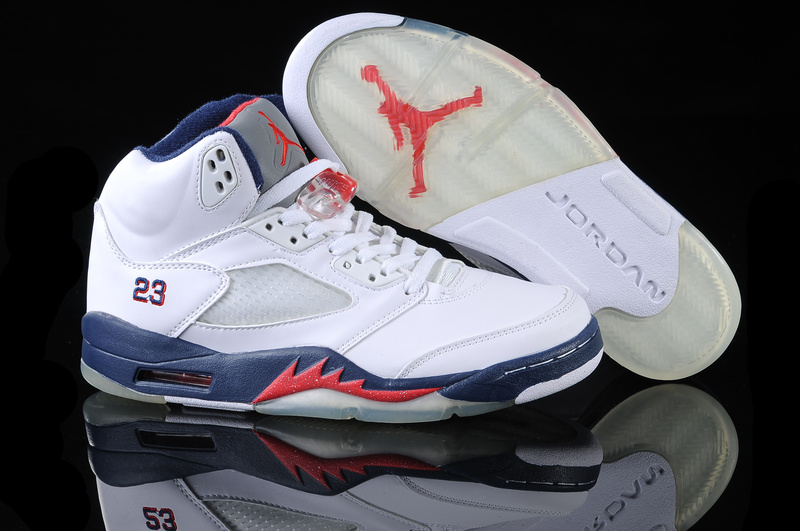 New Jordan Retro 5 White Blue White - Click Image to Close