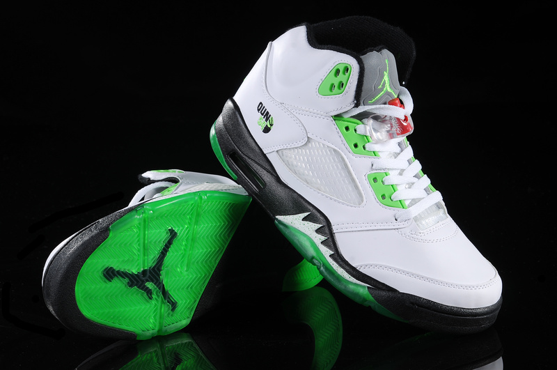 New Jordan Retro 5 White Green White - Click Image to Close