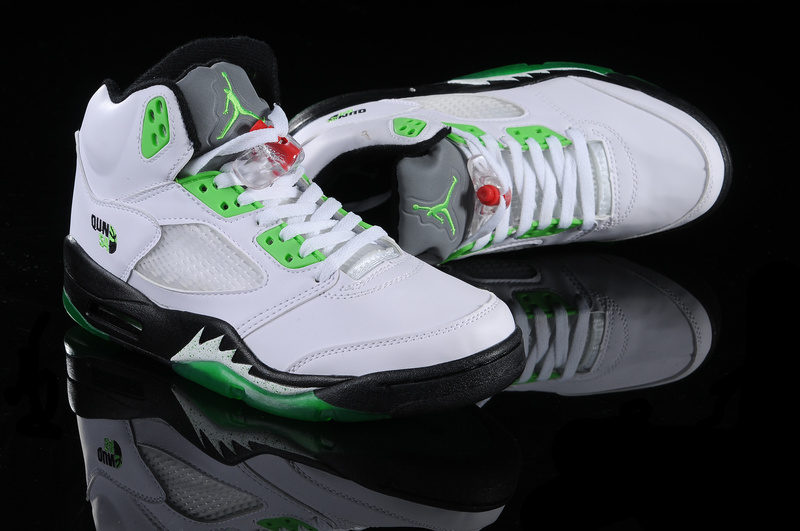 New Jordan Retro 5 White Green White