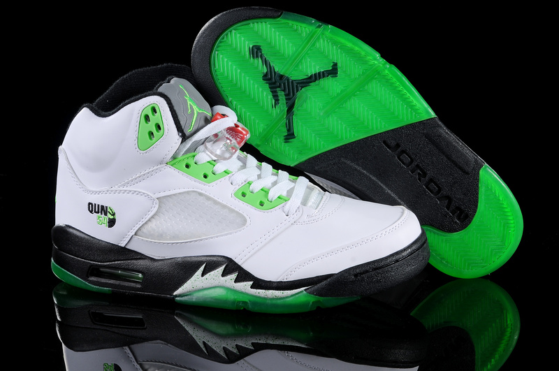 New Jordan Retro 5 White Green White - Click Image to Close