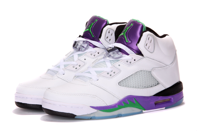 New Jordan Retro 5 White Purple - Click Image to Close