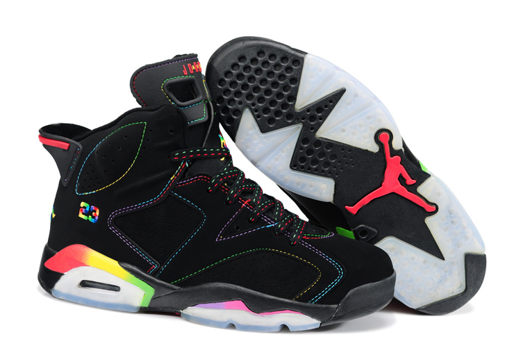 New Air Jordan 6 Black Colorful Shoes - Click Image to Close