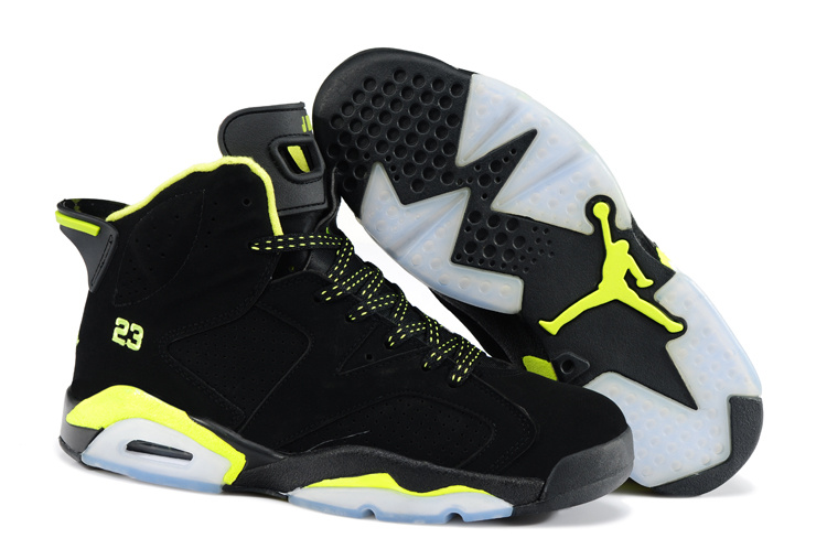 New Air Jordan 6 Black Yellow Shoes - Click Image to Close