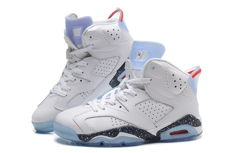 New Air Jordan Retro 6 White Black Baby Blue Shoes - Click Image to Close