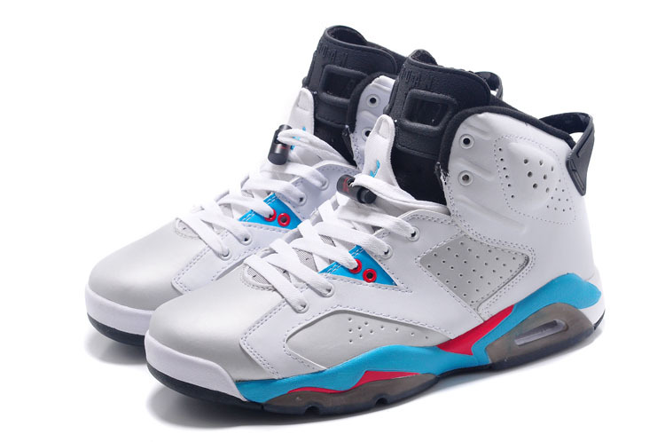 New Air Jordan Retro 6 White Blue Red Black Shoes