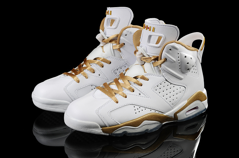 New Air Jordan Retro 6 White Gold Shoes