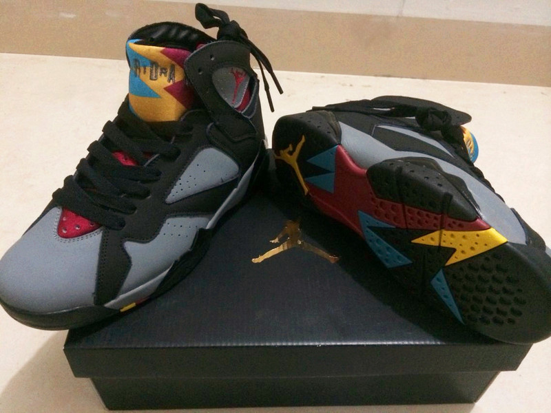 New Air Jordan Retro 7 Grey Black Red Yellow Shoes - Click Image to Close