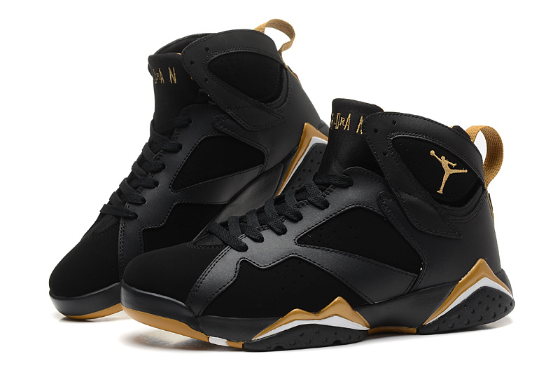 New Air Jordan Retro 7 Black Gold Shoes