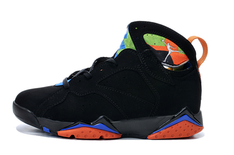 New Air Jordan Retro 7 Black Orange Blue Shoes