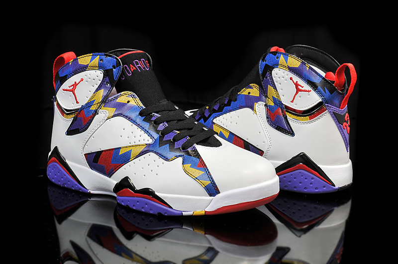 Cheap 2015 Air Jordan 7 Retro OG White Blue Black Red Yellow Shoes