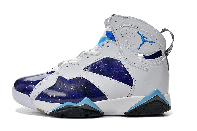 New Air Jordan Retro 7 Purple White Light Blue Shoes