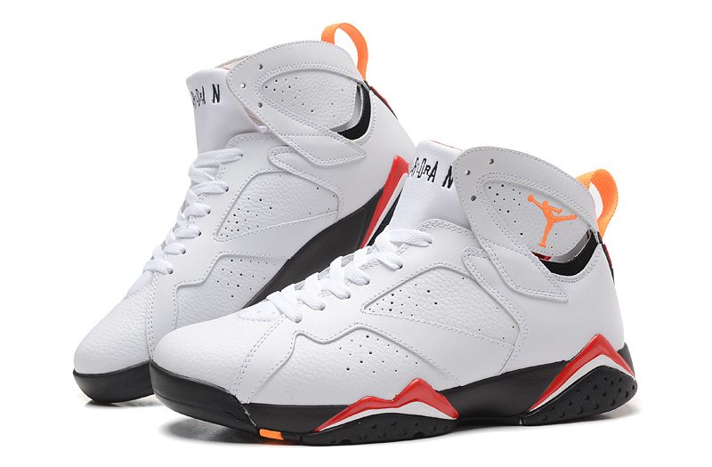 New Air Jordan Retro 7 White Orange Red Shoes