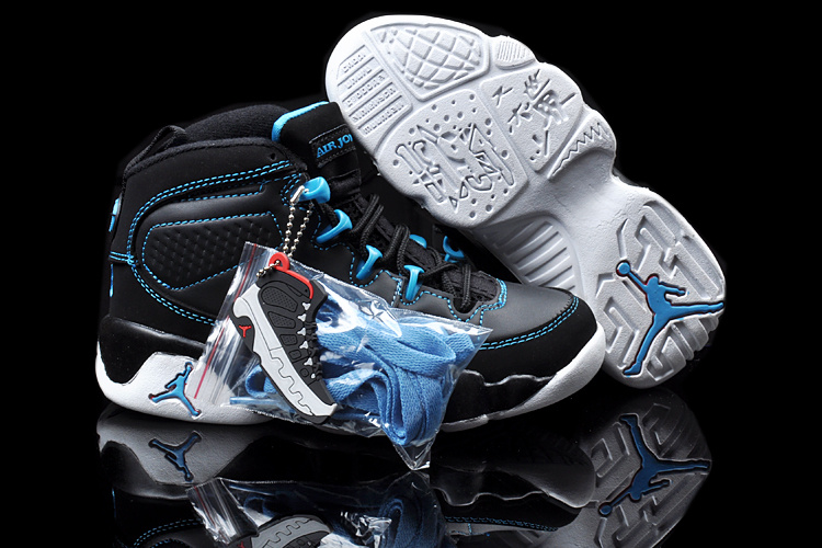 Air Jordan 9 Black Blue White For Kids