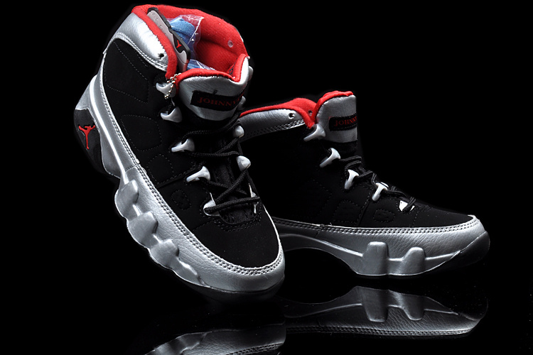 Air Jordan 9 Black Silver Red For Kids - Click Image to Close