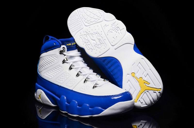 New Air Jordan 9 Kobe Bryant PE White Concord Tour Yellow - Click Image to Close