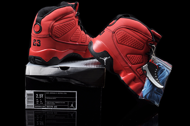 Air Jordan 9 Red Black For Kids