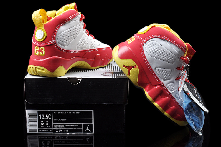 Air Jordan 9 White Red For Kids - Click Image to Close