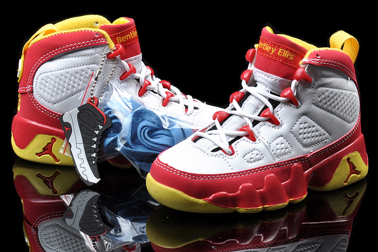 Air Jordan 9 White Red For Kids - Click Image to Close