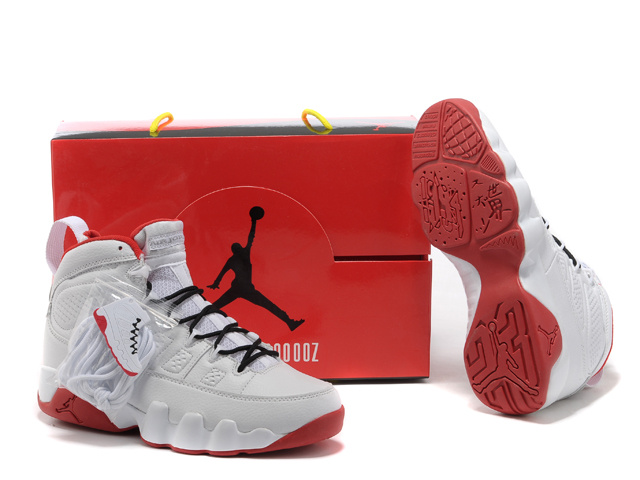 Authentic Jordan 9 White Red Shoes - Click Image to Close