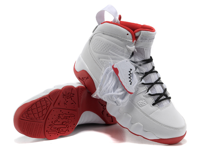 Authentic Jordan 9 White Red Shoes