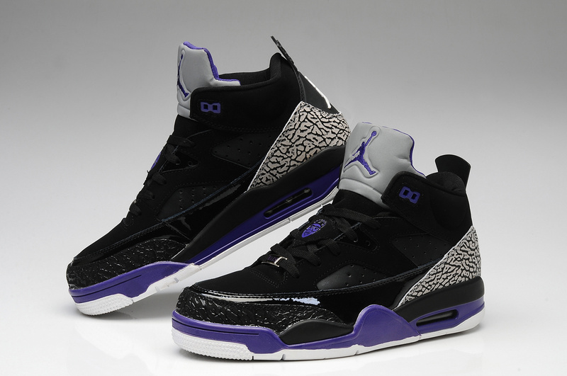 New Air Jordan Spizike Black Grey Purple White Shoes - Click Image to Close