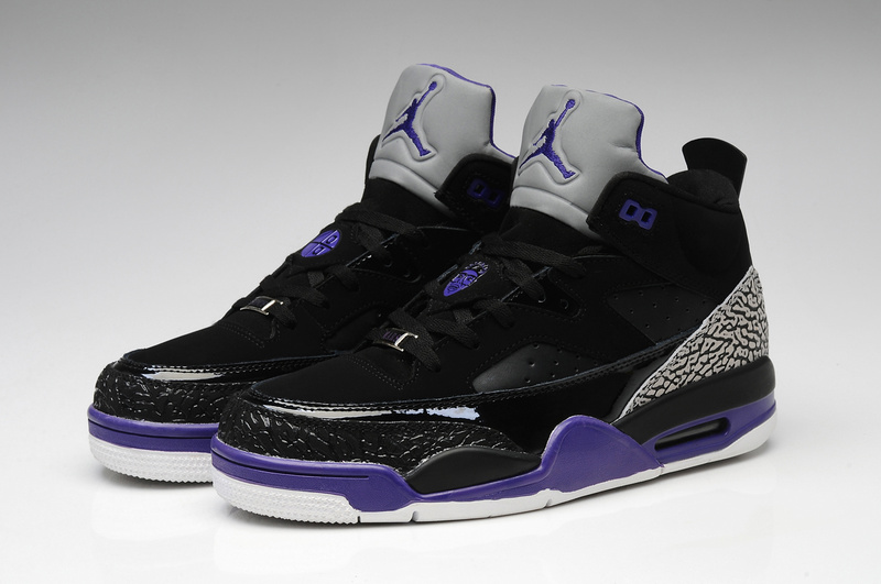New Air Jordan Spizike Black Grey Purple White Shoes - Click Image to Close