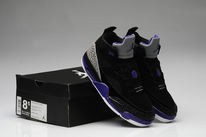 New Air Jordan Spizike Black Grey Purple White Shoes - Click Image to Close