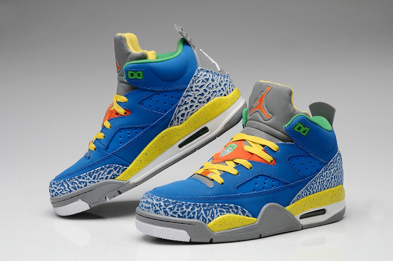 New Air Jordan Spizike Blue Grey Yellow White Shoes