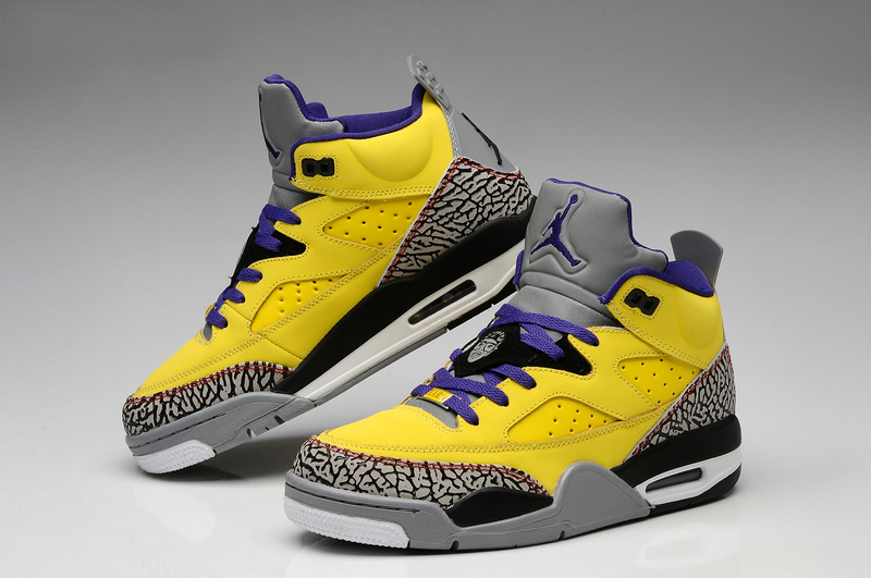 New Air Jordan Spizike Yellow Grey Cement Black Shoes