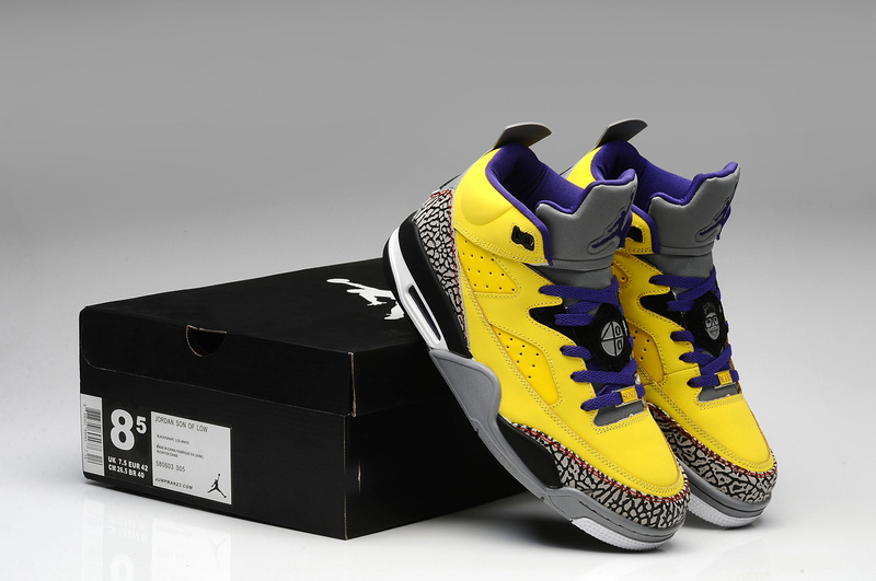 New Air Jordan Spizike Yellow Grey Cement Black Shoes - Click Image to Close