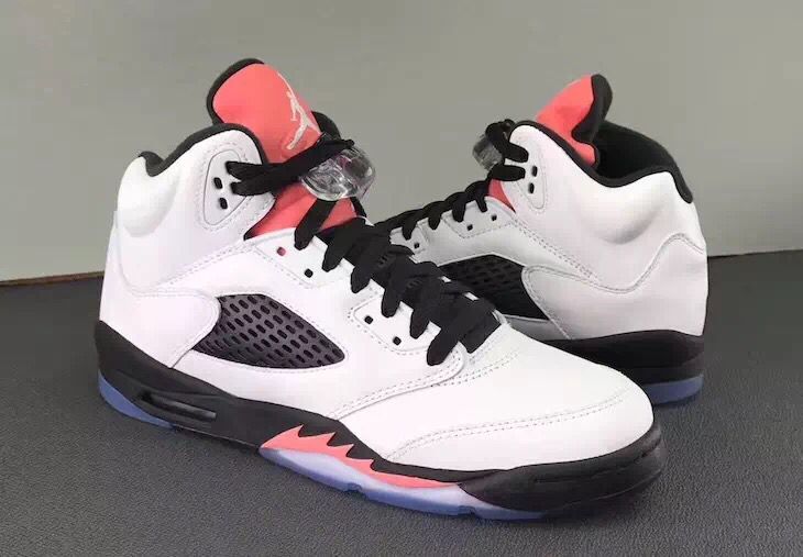 New Air Jordan 5 White Black Pink Shoes For Women