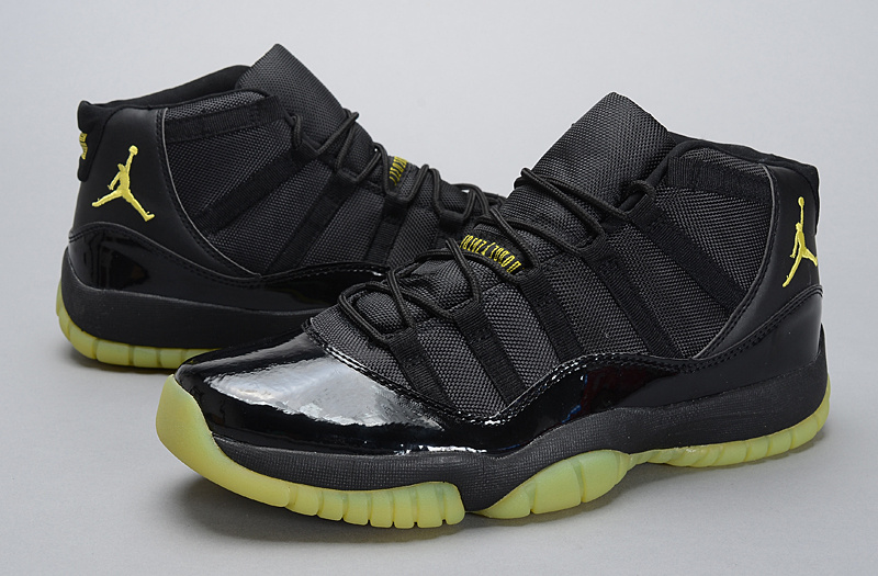 New Jordan 11 Retro Black Yellow Shoes - Click Image to Close