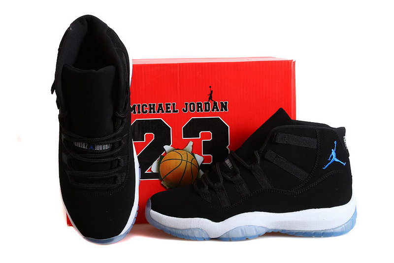 New Jordan 11 Retro Bred Nubuck Black Blue Shoes - Click Image to Close