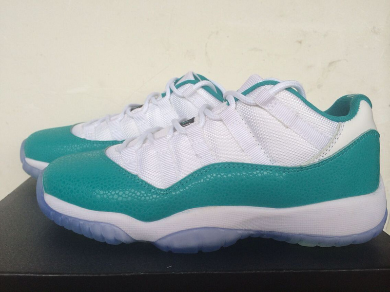 New Jordan 11 Retro Low White Green Snakeskin Shoes