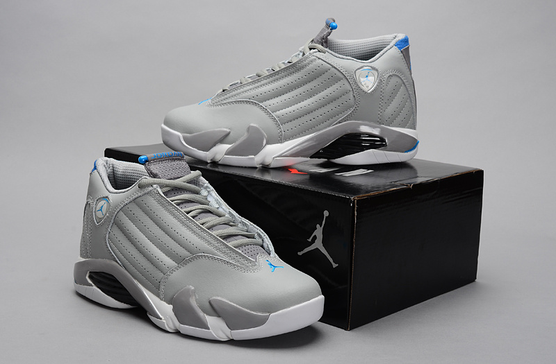 New Jordan 14 Retro Grey White Blue Shoes