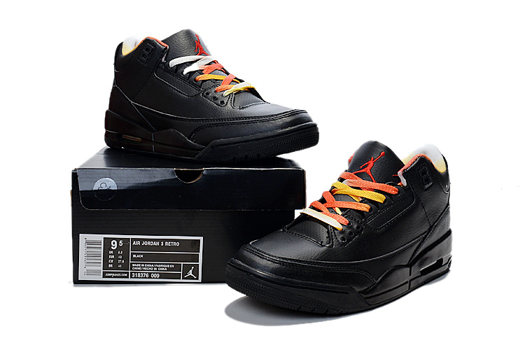 Cheap 2015 Air Jordan 3 Retro Black Colorful Shoes