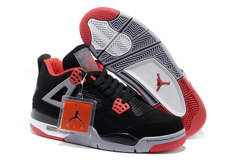 New Air Jordan Retro 4 Black Grey Red