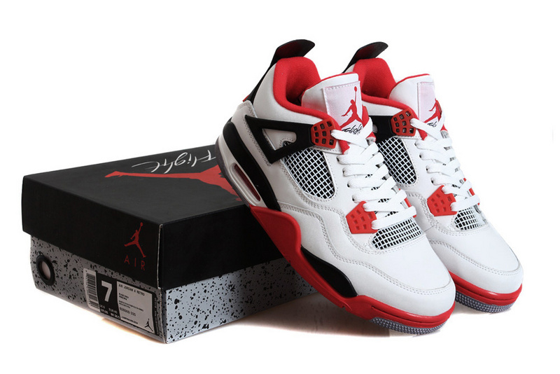 New Jordan 4 Fire Red White Black Shoes - Click Image to Close