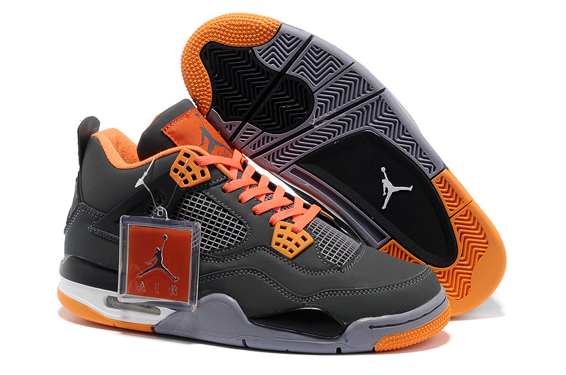 New Air Jordan Retro 4 Grey Orange - Click Image to Close