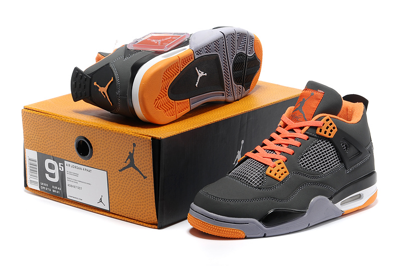 New Air Jordan Retro 4 Grey Orange - Click Image to Close