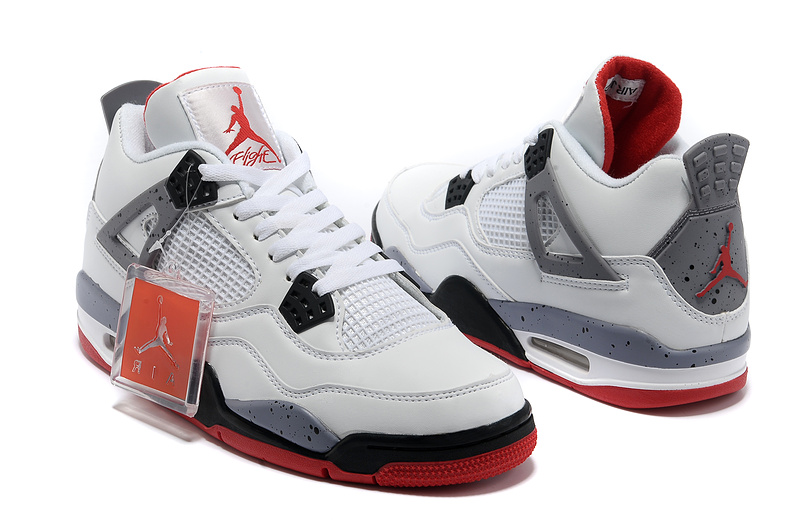 New Air Jordan Retro 4 White Black Red - Click Image to Close