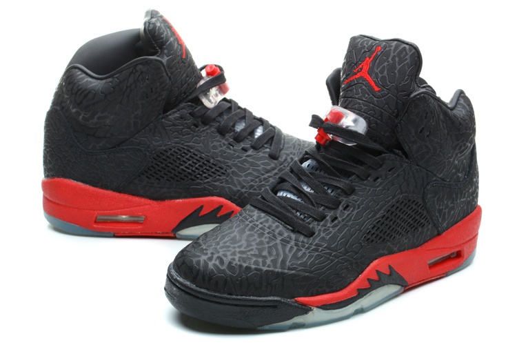 New Jordan 5 Retro Burst Crack Black Red Shoes