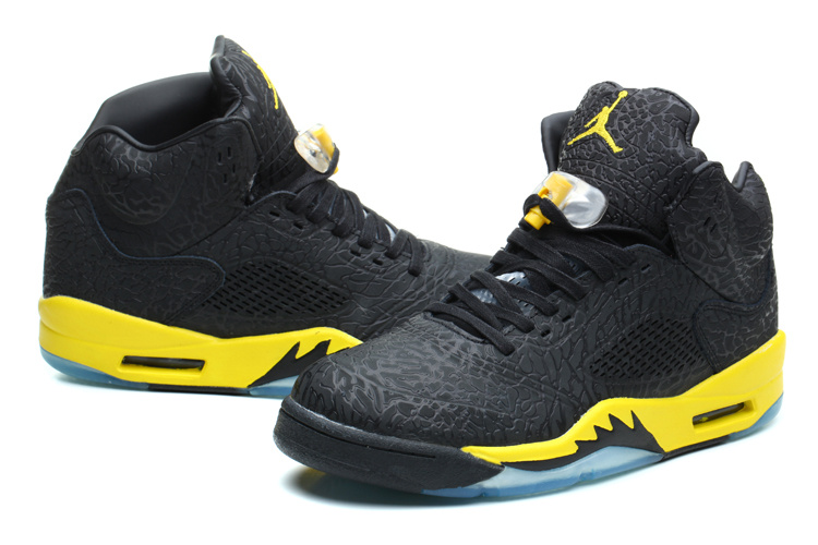 New Jordan 5 Retro Burst Crack Black Yellow Shoes