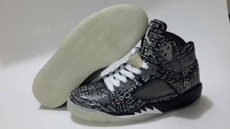 New Jordan 5 Retro Charity Edition Black Silver White Shoes