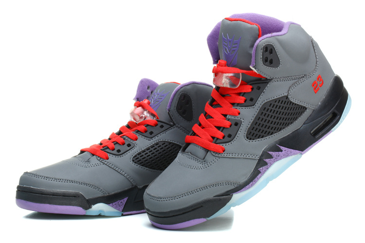 New Jordan 5 Retro Grey Black Purple Shoes - Click Image to Close